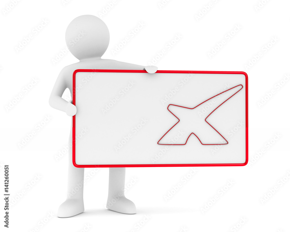 billboard with symbol X on white background. Isolated 3D image billboard with symbol X on white background. Isolated 3D image