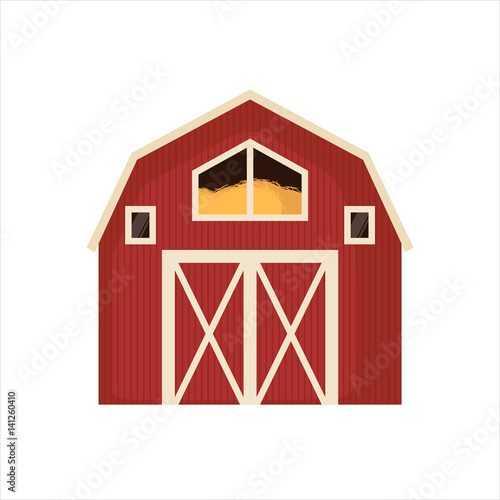 Red barn house on a white background