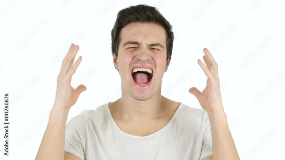 Screaming Man, White Background Screaming Man, White Background