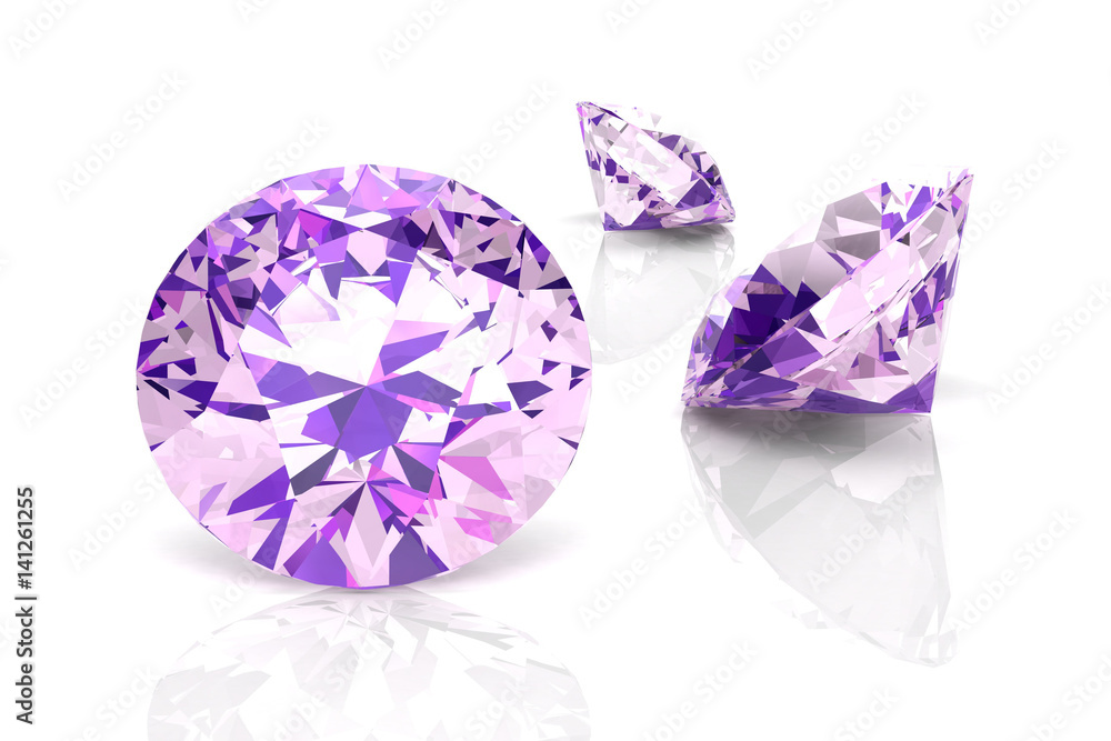 Fototapeta premium amethyst on white background. 3D rendering