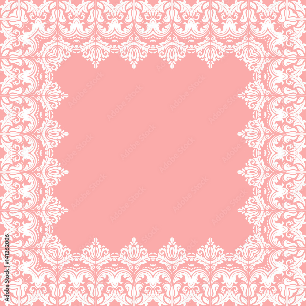 Classic vector square white frame with arabesques and orient elements. Abstract ornament with place for text. Vintage pattern Classic vector square white frame with arabesques and orient elements. Abstract ornament with place for text. Vintage pattern