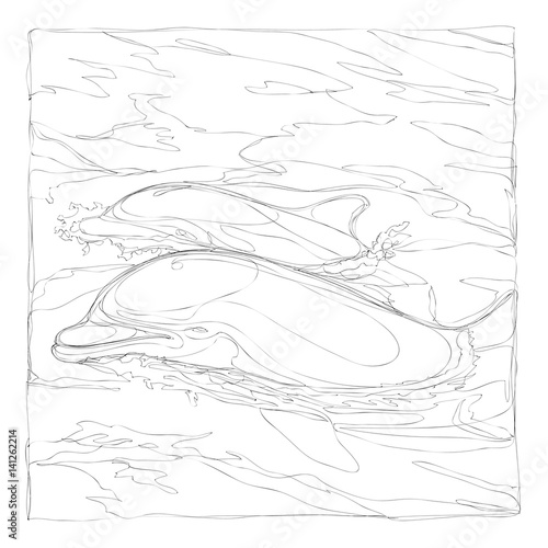 Wallpaper Mural beautiful dolphins line art continuous line drawing Torontodigital.ca