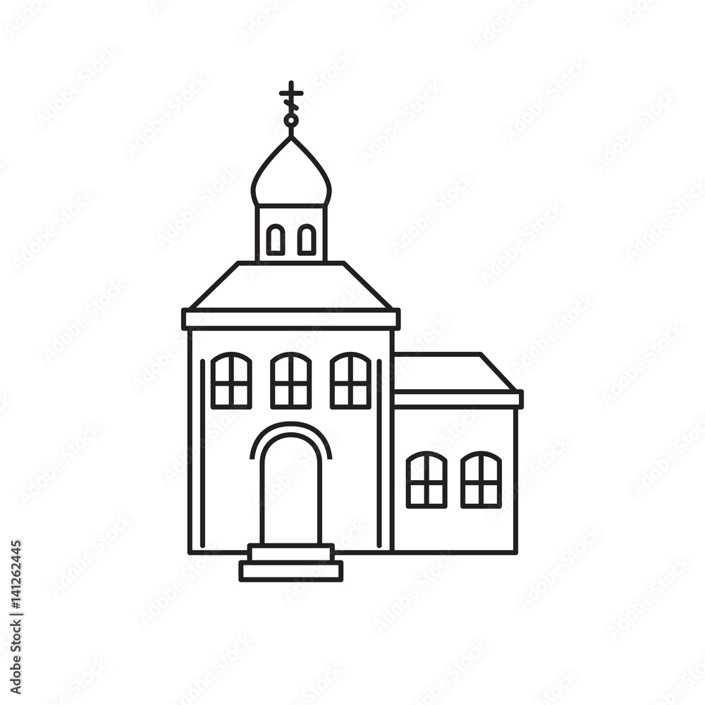 Icon of the Orthodox Church in the style of the line. Vector illustration.
