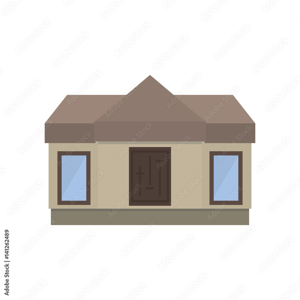 Modern one-storey house in a flat style. Front view. Vector illustration. Modern one-storey house in a flat style. Front view. Vector illustration.