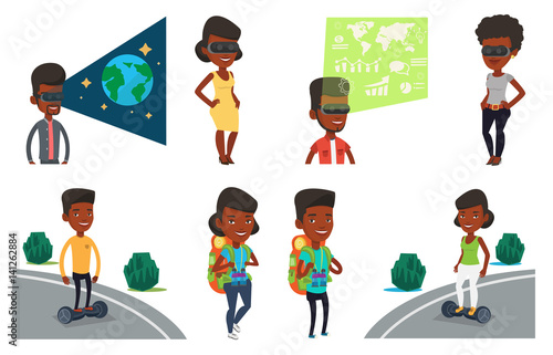 Vector set of people using modern technologies.