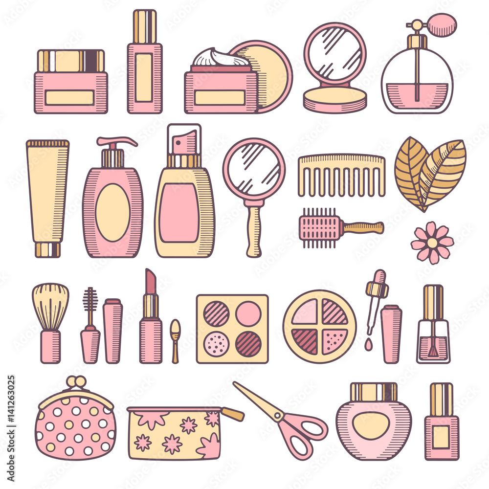 Cosmetics icon set Cosmetics icon set