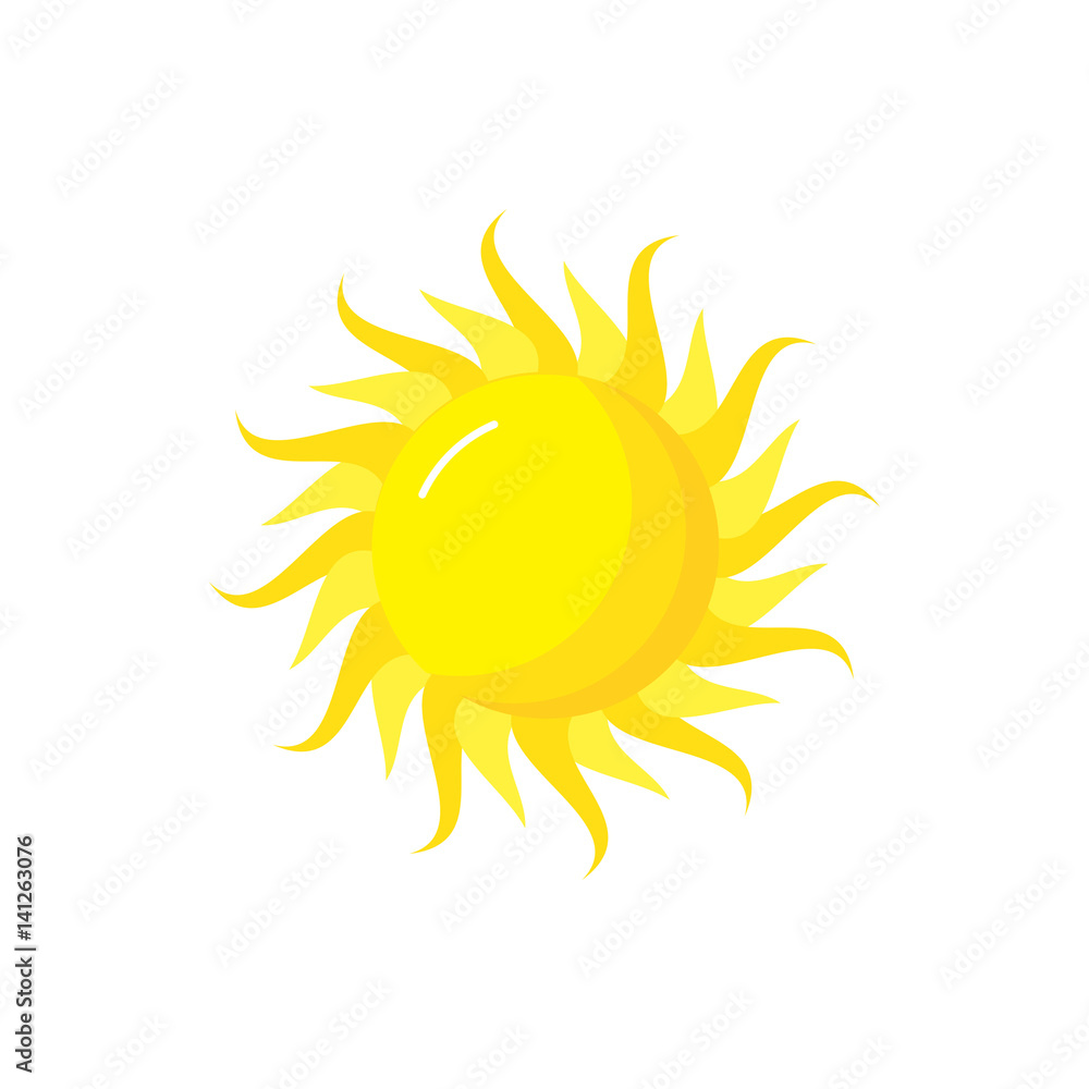 Radiant yellow sun isolated on white background. Vector illustration. Radiant yellow sun isolated on white background. Vector illustration.