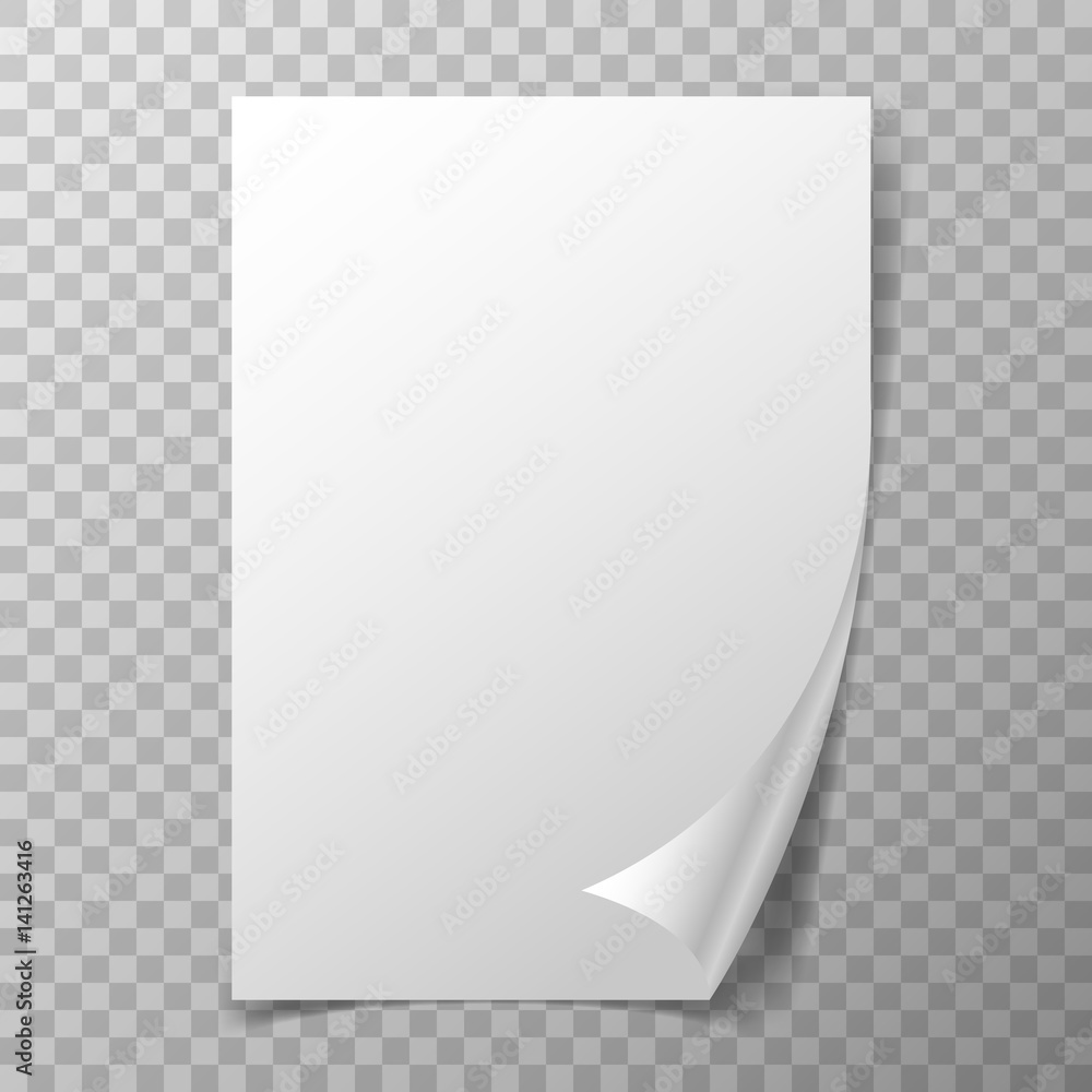 Page curl on transparent background. Realistic folded empty paper. Page curl on transparent background. Realistic folded empty paper.