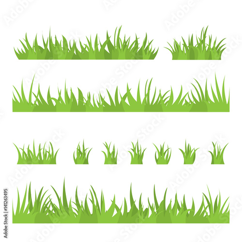 Tufts of grass. A set of design elements of nature. Vector illustration.