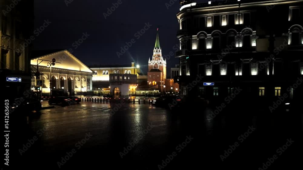 Moscow night street view near Kremlin Moscow night street view near Kremlin
