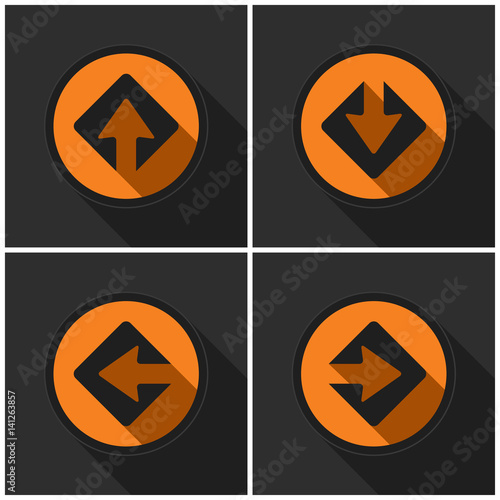 four orange round - black arrows and shadows