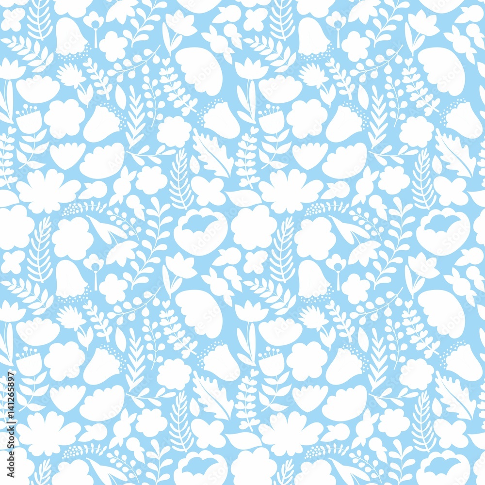 Vector seamless pattern with flowers on a blue background Vector seamless pattern with flowers on a blue background