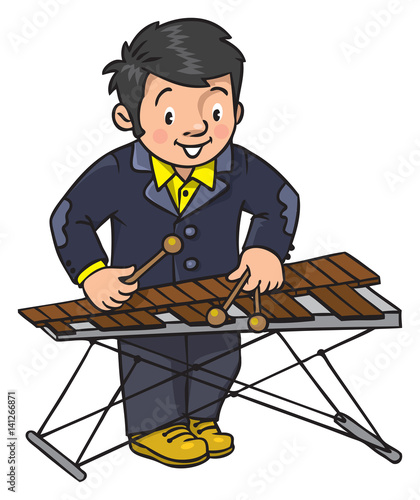 Funny musician or xylophone player