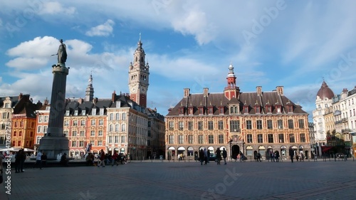 Lille, grand'place au soleil couchant (France)
