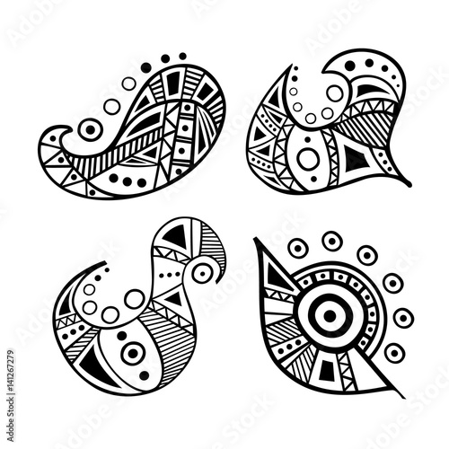 Set of elements for design in Eastern style. Vector illustration. Oriental pattern.