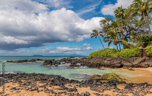 Maui ocean view of coastline towards Molokini island.