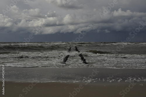 Chlopy City in Poland. View on the sea from beach side. Polish Baltic Sea 2013