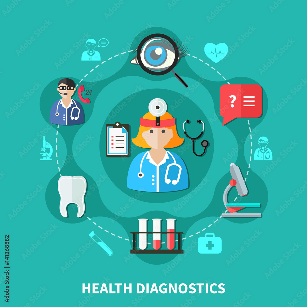 Health Diagnostics Flat Round Design Health Diagnostics Flat Round Design