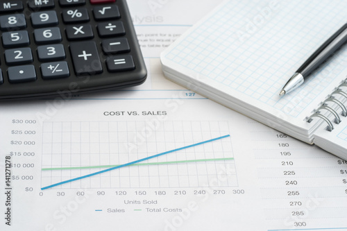 Close up of cost vs sales