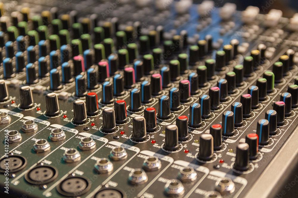 View of music control panel in a studio View of music control panel in a studio
