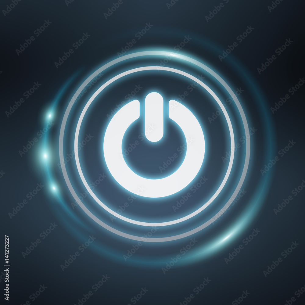 White and glowing blue switch power icon 3D rendering White and glowing blue switch power icon 3D rendering