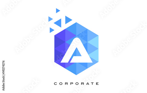 Free Download A Blue Hexagonal Letter Logo Design with Mosaic Pattern. - GFXLoad