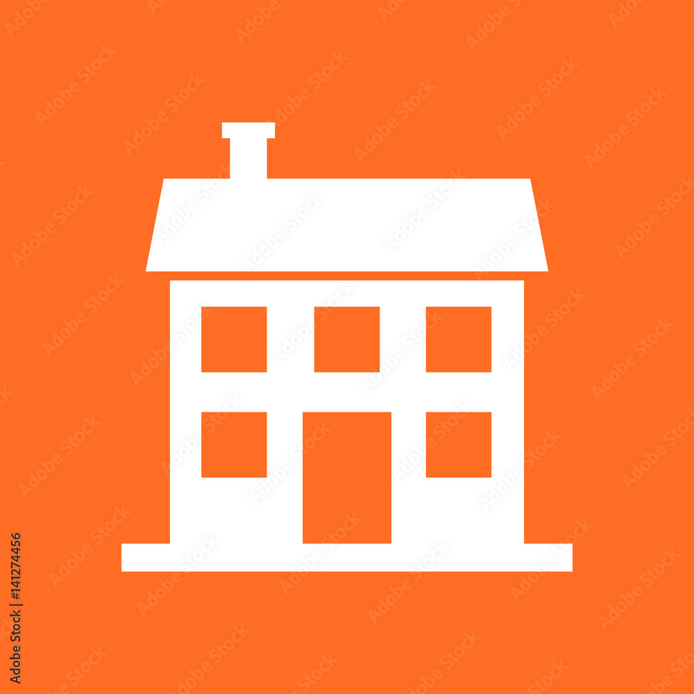 House icon. Vector illustration in flat style on orange background. House icon. Vector illustration in flat style on orange background.