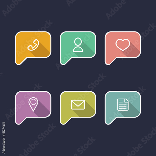 Vector information and notification icons in flat style. © vladayoung