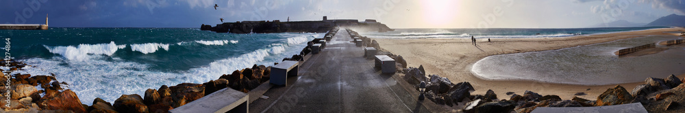 Point Tarifa, Point Marroqui, Panorama at the beach, Where Mediterranean meets Atlantic.