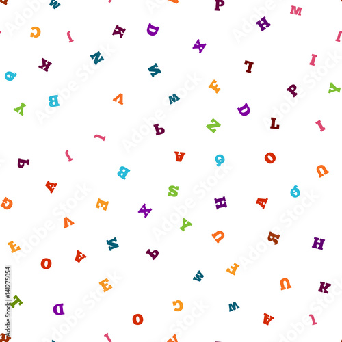 Colorful letter seamless pattern on white background