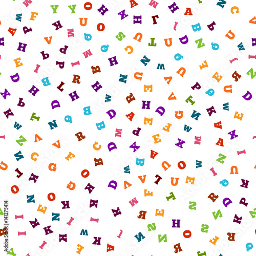Colorful letter seamless pattern on white background
