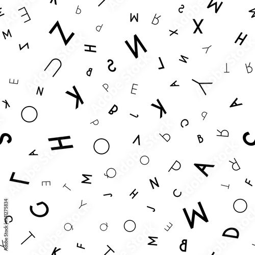 Black letter seamless pattern on white background
