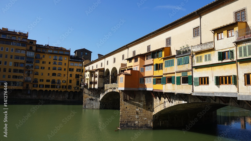 Beautiful view of Ponte Vecchio old bridge, Florence