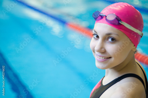 beautiful girl  at the pool photo