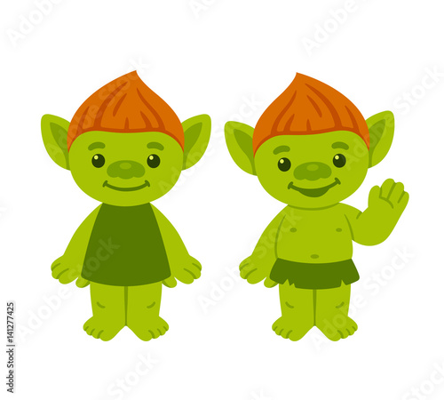 Cute cartoon troll couple