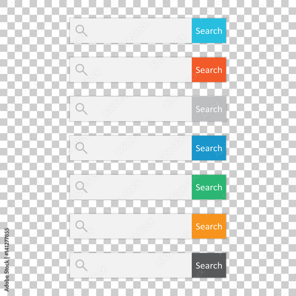 Search bar field. Set vector interface elements with search button. Flat vector illustration on isolated background. Search bar field. Set vector interface elements with search button. Flat vector illustration on isolated background.