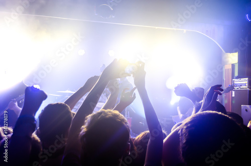 silhouettes of people at a rock festival concert