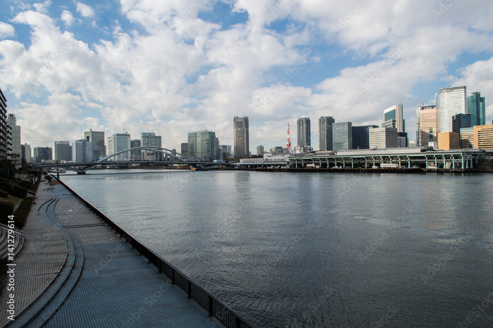 Sumida River and Skyscrapers in Tokyo