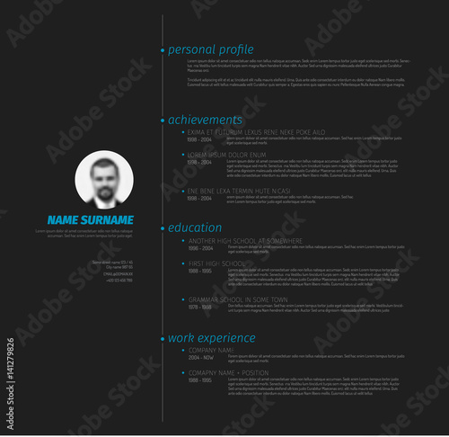 Minimalist resume cv template with nice typography