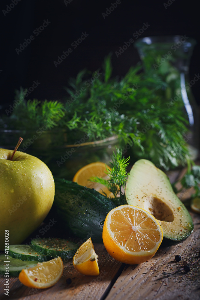 Background with assorted green vegetables