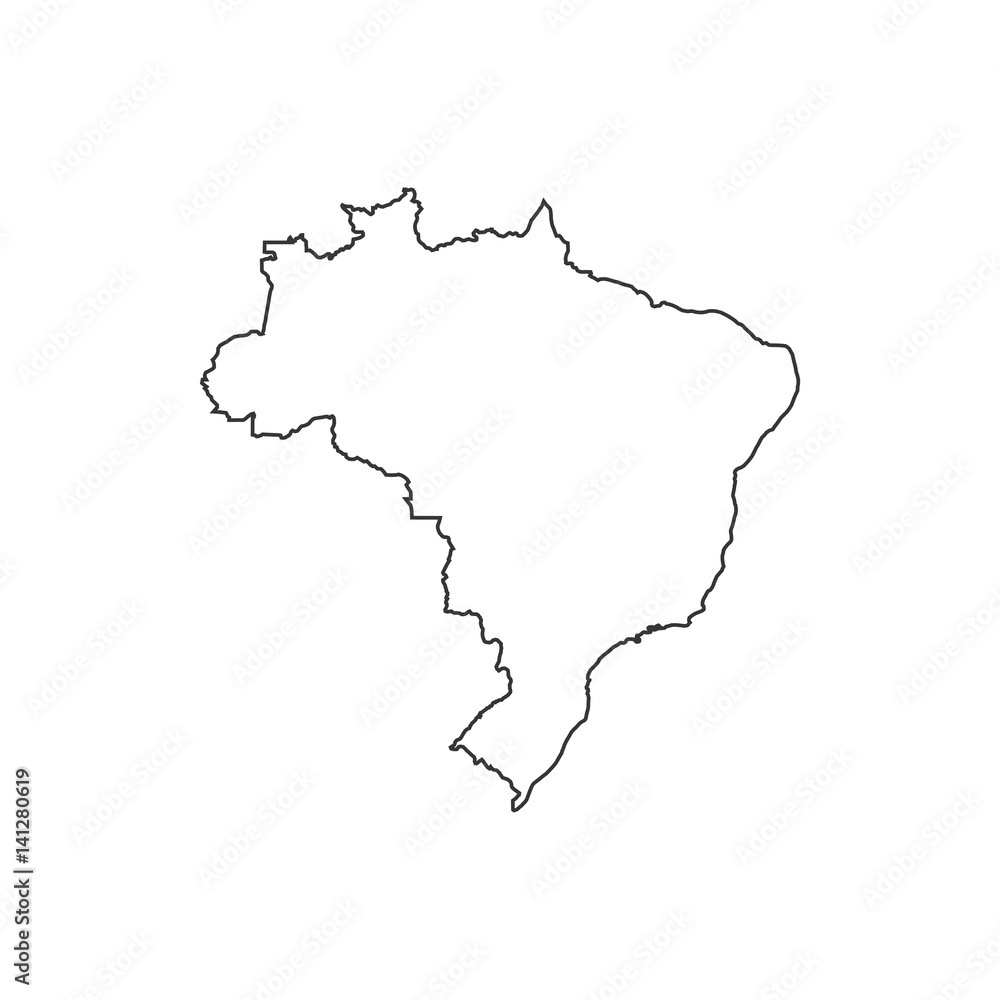 Federative Republic of Brazil map silhouette