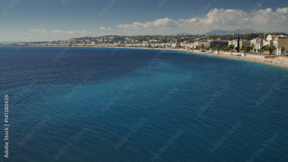 Coasline in Nice town, France panorama,summer day