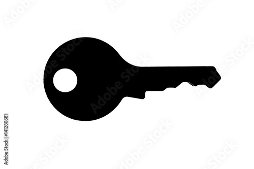 Illustration silhouette key isolated on white as symbol for security