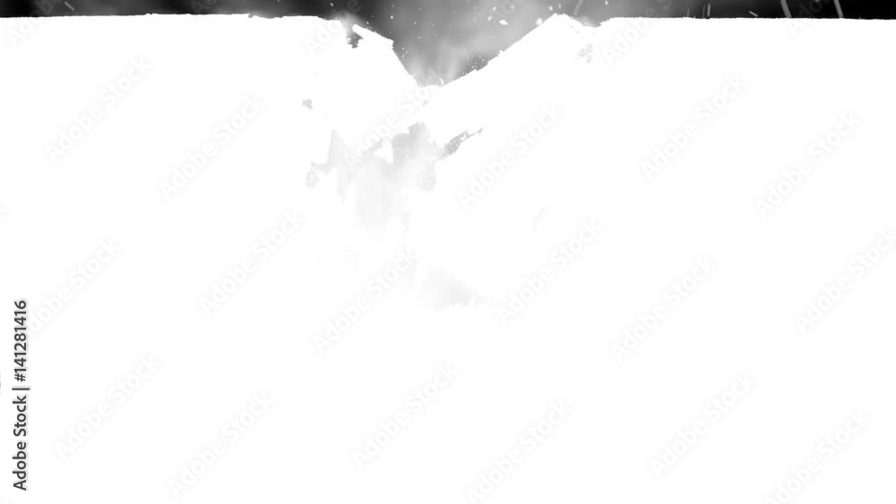 Huge detailed demolition of plastered block wall with dust and debris Huge detailed demolition of plastered block wall with dust and debris