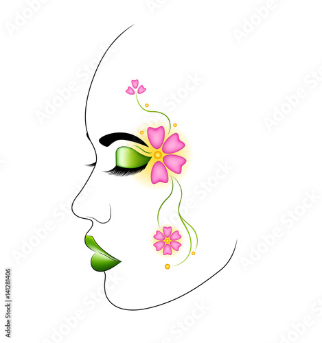 Beautiful makeup in spring tones, Flowers
