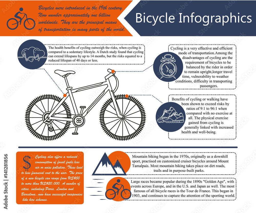 Naklejka premium Bike infographic. Vector illustration.