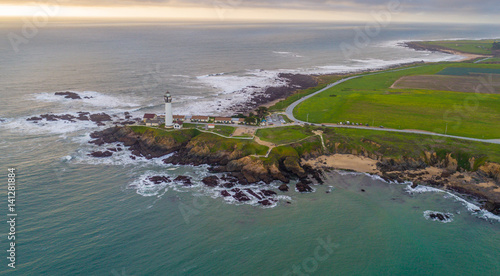 Aerial view of Pigeon point lighthouse, California