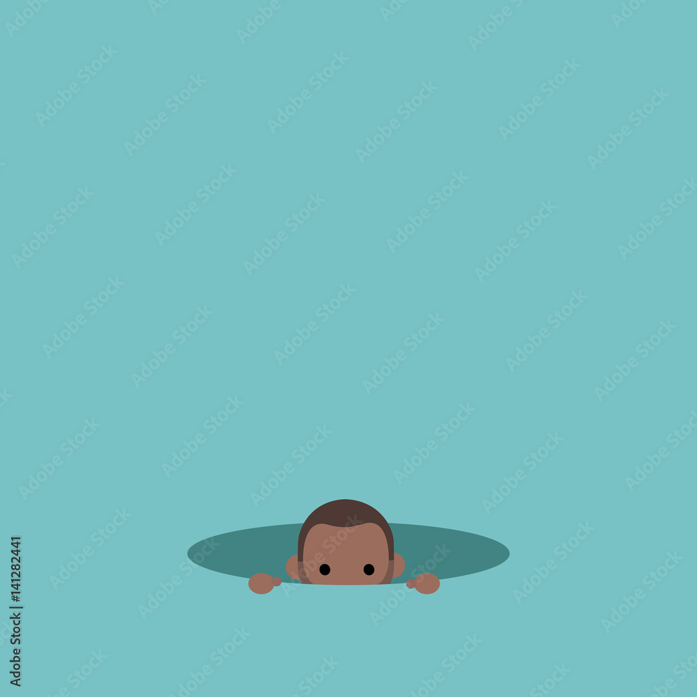 Curious black man hiding in the hole and prying / editable flat vector  illustration, clip art Stock Vector | Adobe Stock