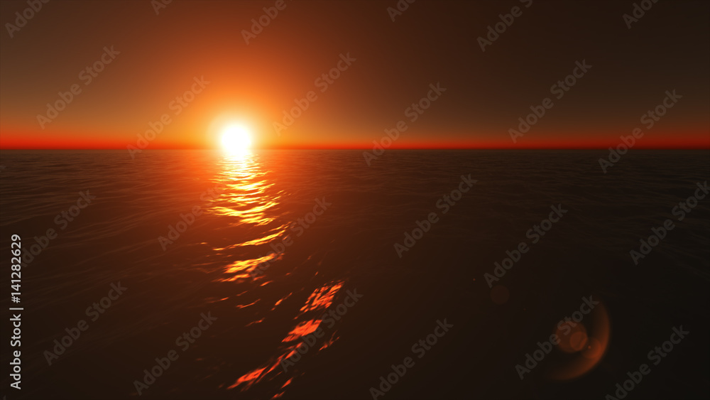 Very beautiful fire-orange sea sunset and clear sky Very beautiful fire-orange sea sunset and clear sky