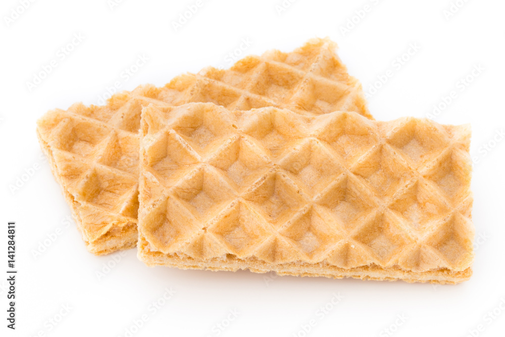 Waffle with crem isolated on white background. Waffle with crem isolated on white background.